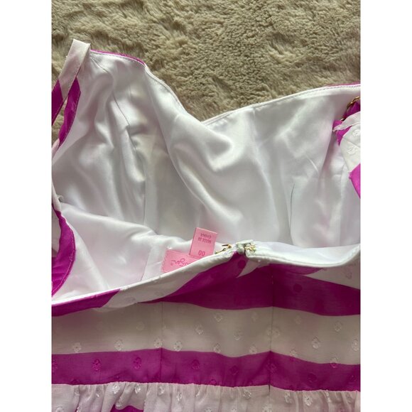Lilly Pulitzer Pink & White Striped Sleeveless Dress With Bow Detail Adjustable - Picture 16 of 16